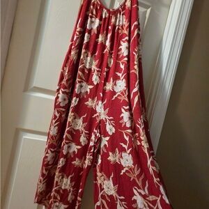 Maurices Red Floral Wide-Leg Jumpsuit